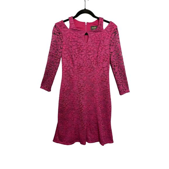 Laundry By Shelli Segal Burgundy Eyelet Lace Long Sleeve Women’s Size Feminine - Picture 1 of 5